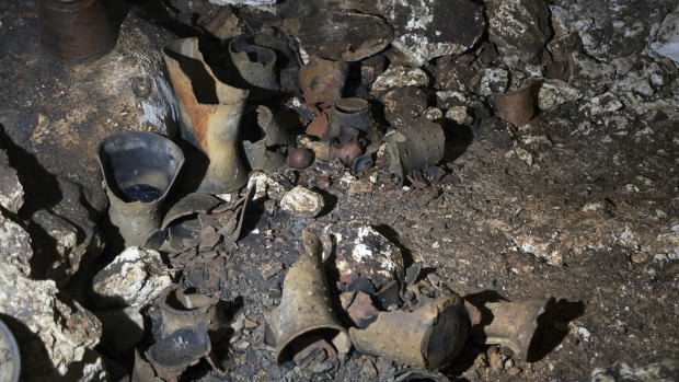 Some of the artefacts found in the cave, which are in nearly untouched condition.