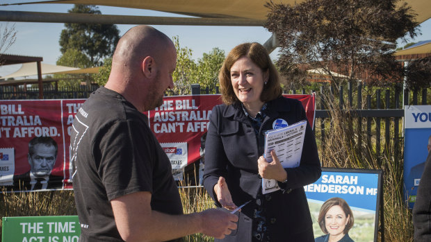 Sarah Henderson campaigning on election day.