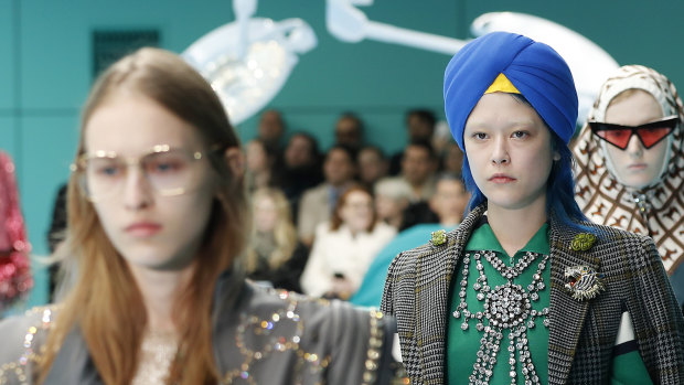 A model wearing the $1140 Gucci turban that caused offence to Sikh groups.
