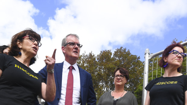 Labor leader Michael Daley campaigned in Surry Hills on Thursday.