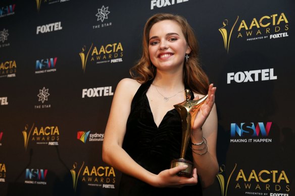 With the AACTA Award for Best Lead Actress for The Daughter in 2016.