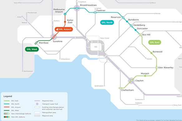 A map of the Suburban Rail Loop.