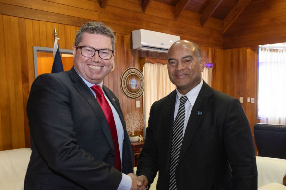 Pacific Minister Pat Conroy and Nauru’s President David Adeang in late January.