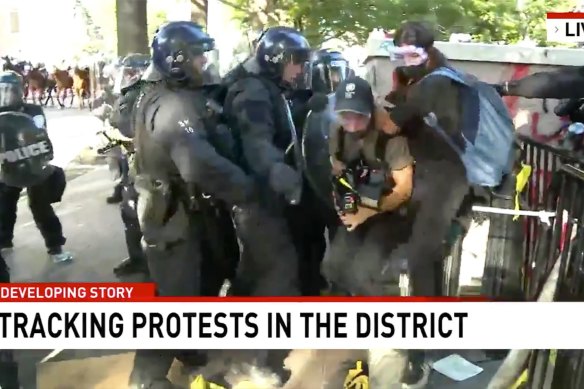Seven cameraman Tim Myers and reporter Amelia Brace were assaulted by police officers while covering protests outside the White House on June 2.