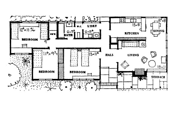 The T377 plan. Estelle Pratt has lived in a slightly modified version of this house for 64 years.