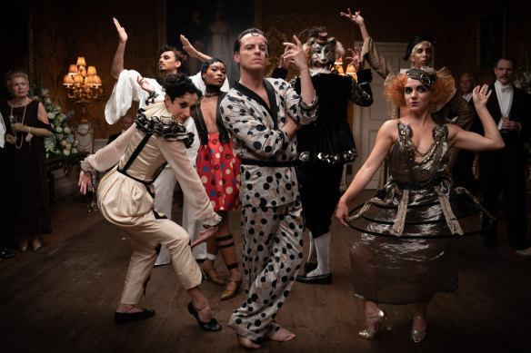 Pjyama party: Andrew Scott dresses for all nighttime activities as Lord Merlin.