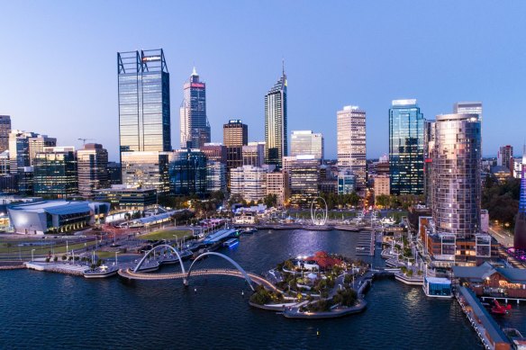 An aerial view of Elizabeth Quay.