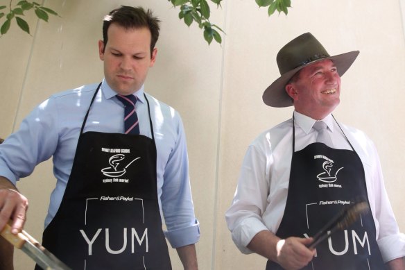 In arguing against farmers being slugged with a costly carbon target, Matt Canavan (left) and Barnaby Joyce are spurning something the Prime Minister has already rejected. 