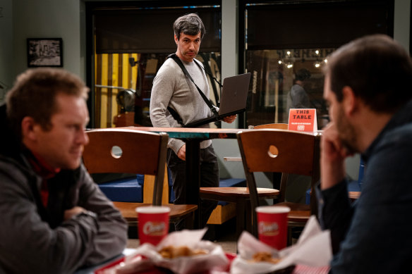 Fielder watches on as Patrick (left) and the actor playing his brother rehearse a critical future ‘scene’ from Patrick’s life.