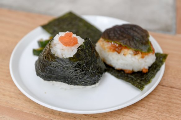 279 cafe’s onigiri with mentai mayo and shiso miso.