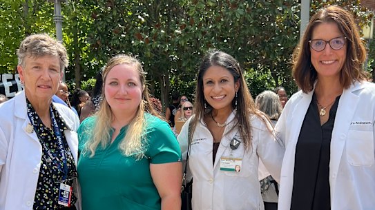 Dr Laura Andreson (far right) with other physicians and nurses who have spoken out about Tennessee’s new abortion restrictions.