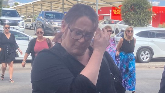 Rachel Van Oyen on her way into Northam Magistrates Court on Wednesday.