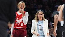 Reeve is seen coaching with a ‘Trans Kids Belong’ shirt on while Cunningham plays.
