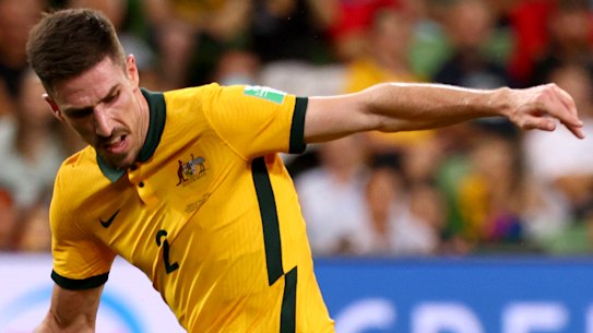 Milos Degenek in action in a World Cup qualifying game against Vietnam.