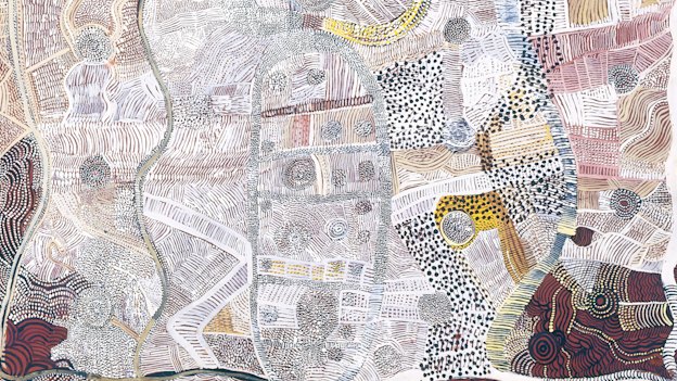 Johnny Warangkula Tjupurrula’s Water Dreaming at Kalipinypa (1972) was one of a few early Papunya Tula works that heralded wider US interest in Aboriginal desert paintings.