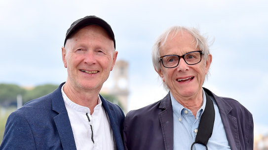 Paul Laverty and Ken Loach attend the Sorry We Missed You photocall at the 72nd annual Cannes Film Festival earlier this year.