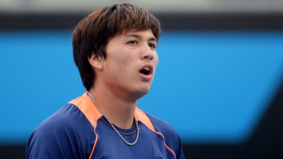 Akira Santillan pictured at the Junior Boys' Singles semi-finals at the 2015 Australian Open.