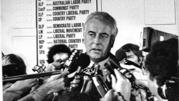 Gough Whitlam admits defeat at the Canberra Tally Room.