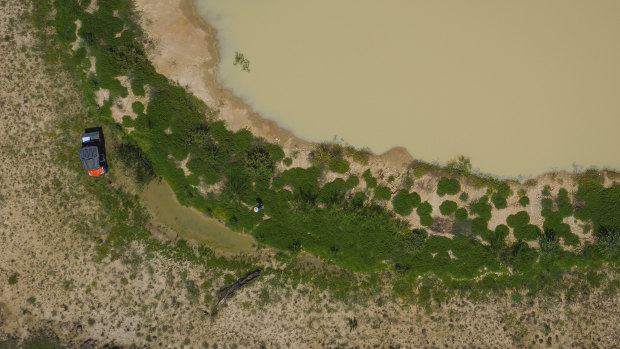 One of the moated dams on Martin Royds' farm, Jillamatong, has started to fill up.