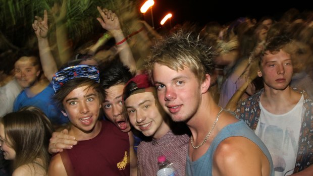 A Schoolies party in Byron Bay in 2012.