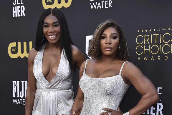 Serena Williams with sister Venus (left) at the Critics Choice Awards in May.