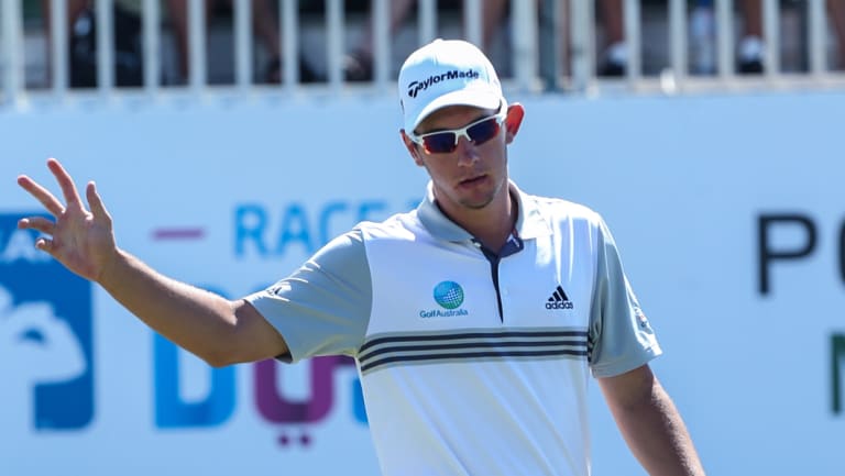 Leader: Australia's Lucas Herbert has his nose in front heading into the final round of the Portugal Masters.