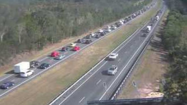 More than 10 kilometres of southbound congestion began through Beerburrum on the Bruce Highway.