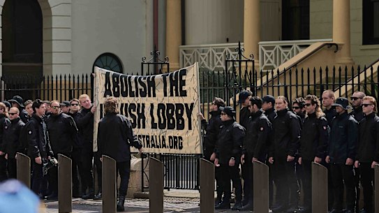 A National Socialist Network rally held outside NSW parliament on Saturday.