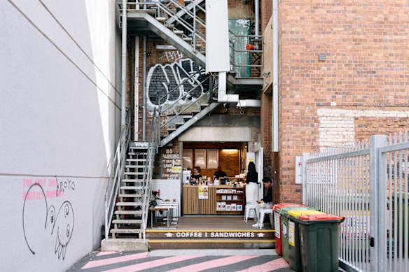 You’ll find Anytime Coffee hidden in a laneway near the intersection of Mary and Edward streets.