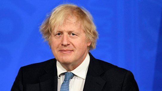 Britain’s Prime Minister Boris Johnson during Monday’s Downing Street press conference. 
