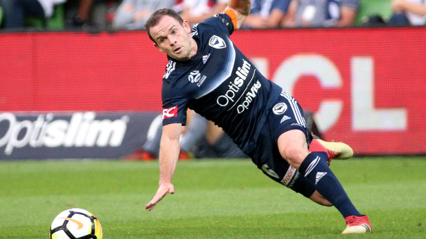Unfortunate slip:  An early error by Victory defender Leigh Broxham gifted Wellington the lead.