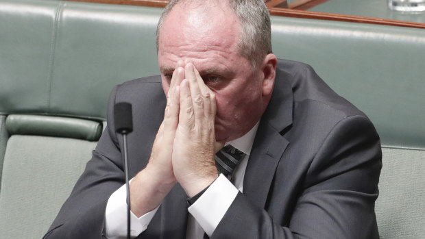 Barnaby Joyce in Parliament after his failed leadership challenge.