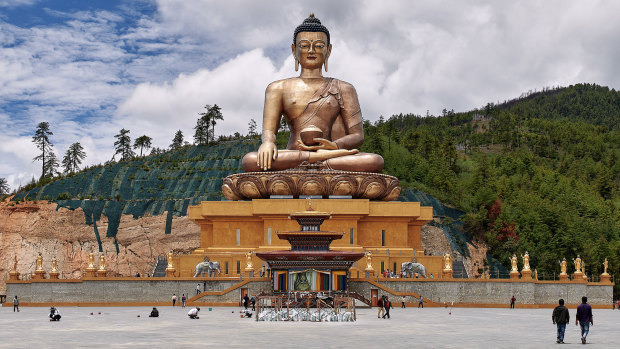 The gigantic statue of Buddha Dordenma at the Buddha Point in Thimphu,