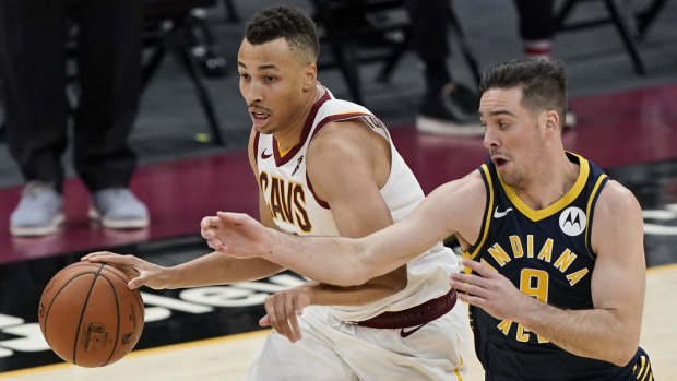 Cleveland's Dante Exum drives against Indiana's T.J. McConnell.
