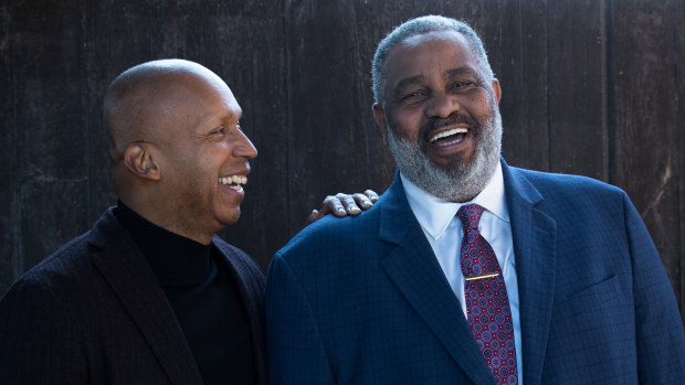 Bryan Stevenson (left) and Anthony Ray Hinton, whose conviction he worked to overturn.