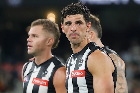 Scott Pendlebury after the Magpies’ loss to the Crows at the MCG.