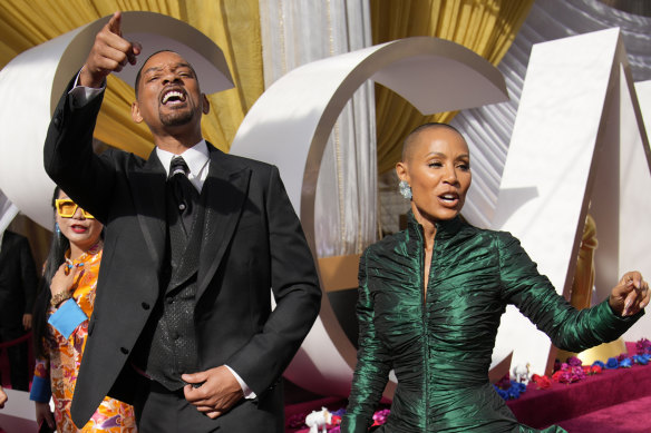 Will Smith and Jada Pinkett Smith, earlier in the night, arriving at the Oscars.