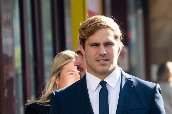 NRL star Jack de Belin is awaiting the jury’s verdict.