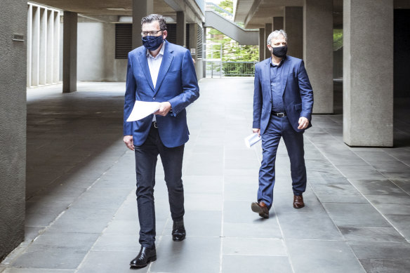 Premier Daniel Andrews and Chief Health Officer Brett Sutton revealed the Butcher's Club outbreak had spread to regional Victoria. 