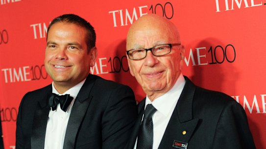 On the same page? Lachlan Murdoch, left, and Rupert Murdoch attend a gala in New York.