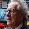 Actor Geoffrey Rush enters the Supreme Court with his wife Jane Menelaus.