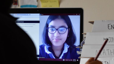 Melbourne Girls' Grammar student Ahelee Rahman is adjusting to remote learning.