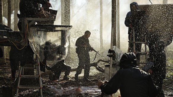 Travis Fimmel as Major Harry Smith on the set of Danger Close.