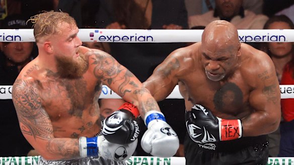 Jake Paul and Mike Tyson during their Netflix bout.