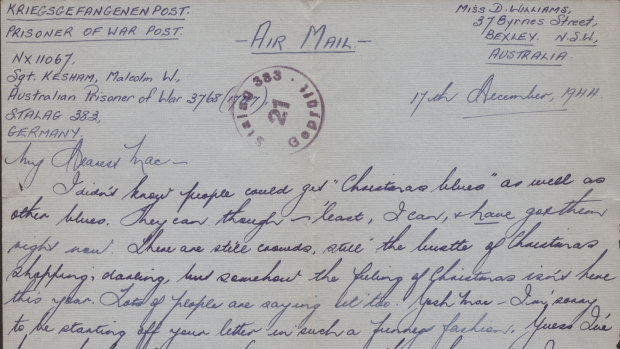 One of the letters between Malcolm Keshan and Dorothy Williams sent in 1944.