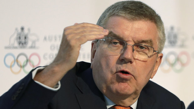 Advice: International Olympic Committee president Thomas Bach speaks at the Australian Olympic Committee annual general meeting in Sydney.