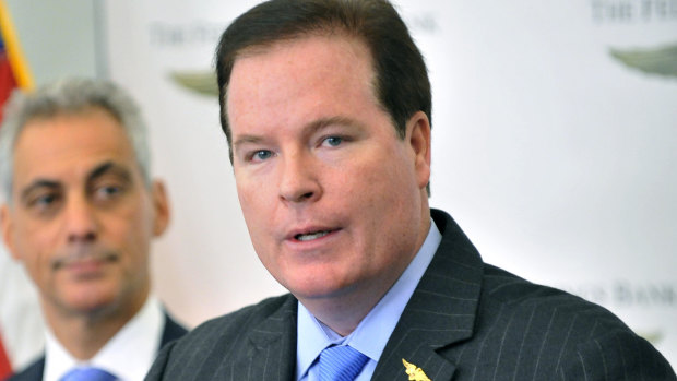 Stephen Calk, pictured in 2012, is charged with bribing a Trump campaign official while he was  chairman and chief executive of the  Federal Savings Bank.