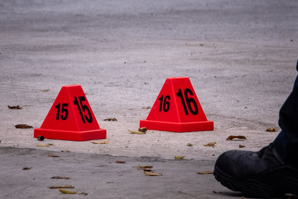Bullet casings on the ground outside Abdulrahim’s home after an attempt on his life last May.