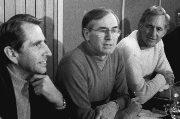 Tony Eggleton (left) with John Howard and Andrew Peacock in 1984.