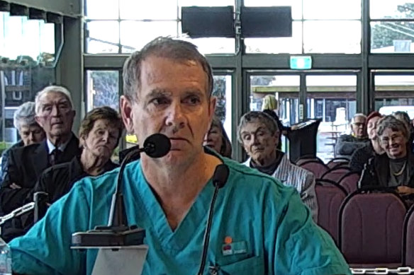 Dr Nigel Roberts from Taree speaking at the health inquiry.